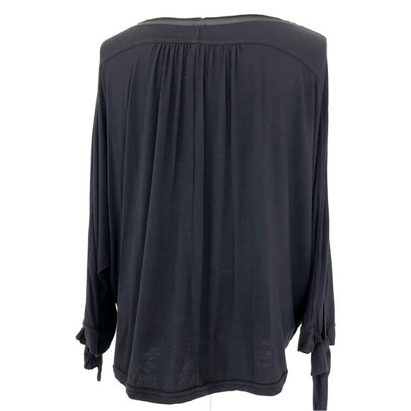 Free People Blouse Womens XS Black Keepin On Twist Front Tie Sleeves Keyhole - Picture 12 of 15